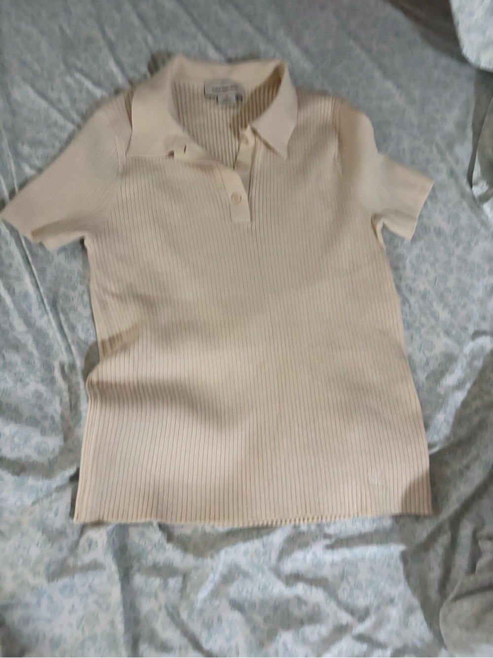Calvin Klein Cream Ribbed Short-Sleeve Polo
